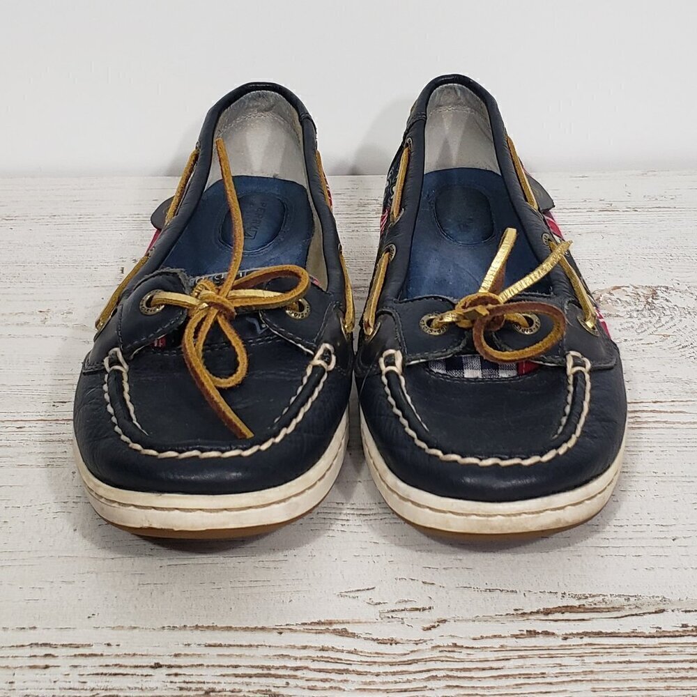 Sperry Top-Sider Slip-on Boat Shoe Red Blue Bandana Size 8 Beach Boating Coastal - Picture 3 of 8